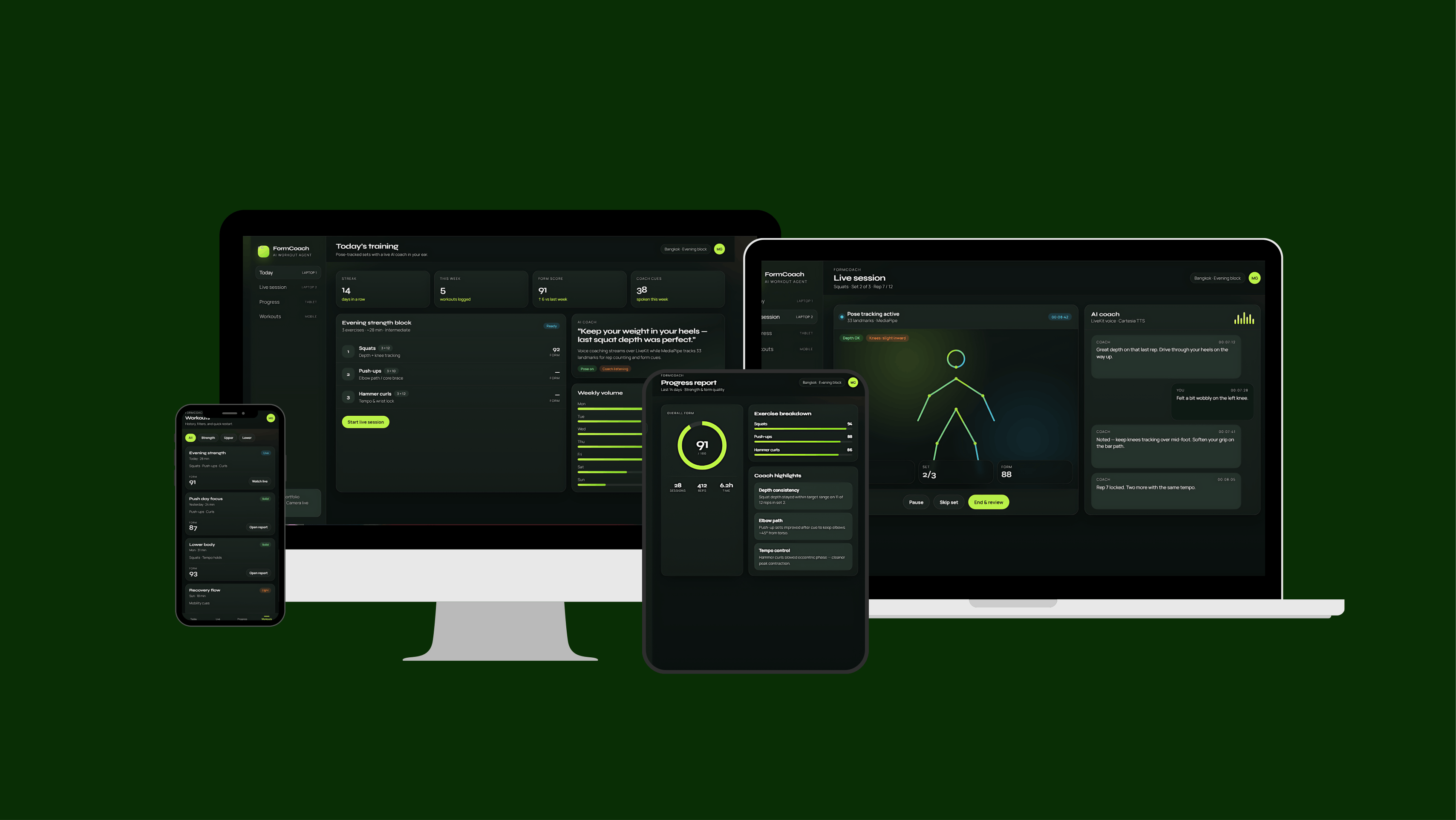 AI Workout Agent product UI
