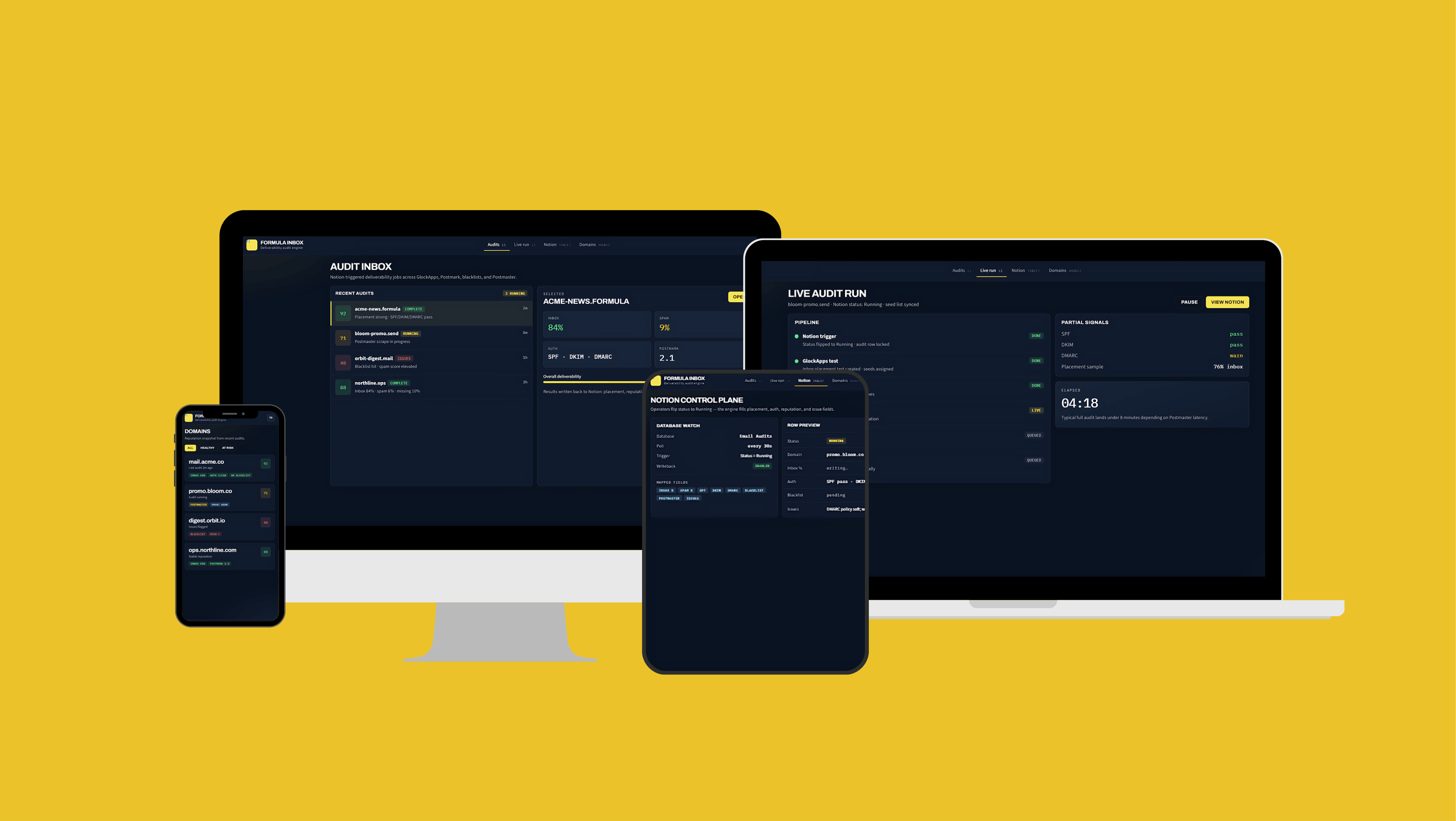 Formula Inbox Audit product UI